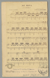 Schubert portret i nuty p. Ave Maria, reprod. fot. grafiki, nut i tekstu; z serii  La musique en miniature.