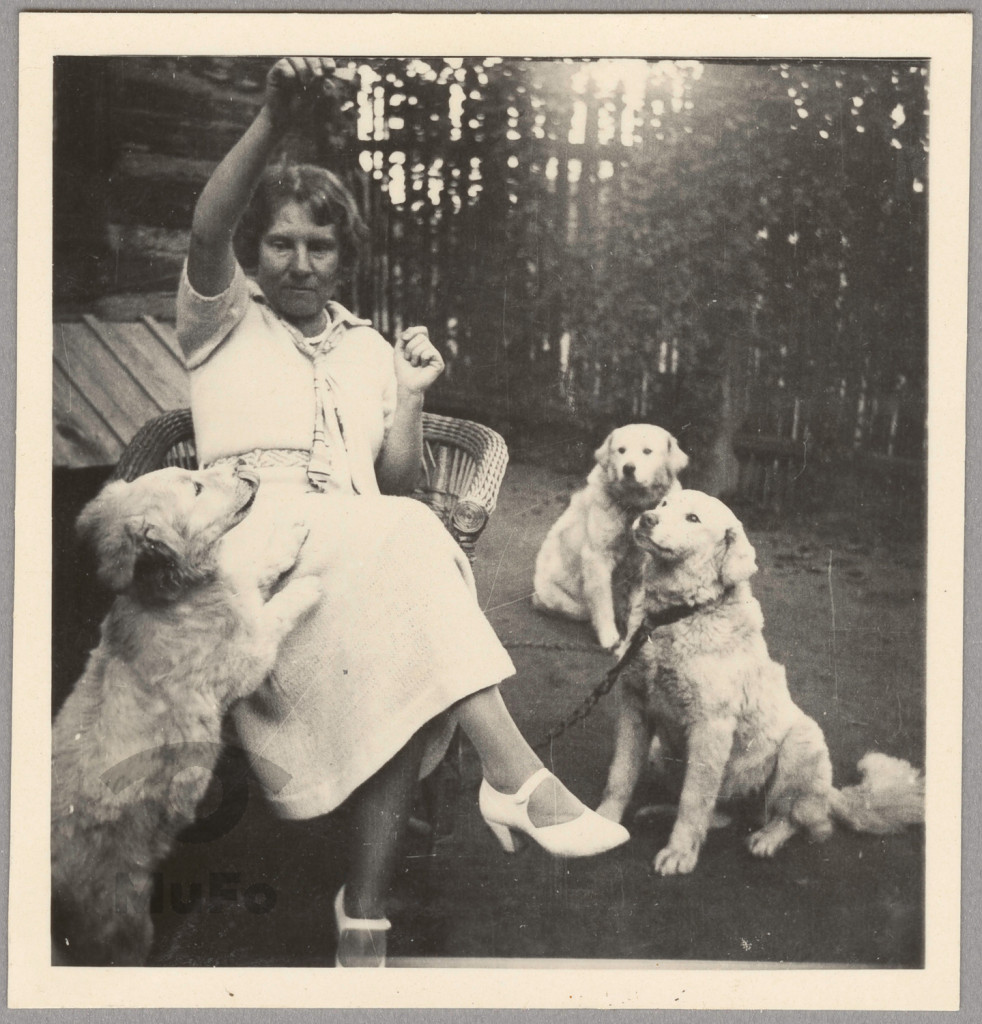 Karola Karyłowska i trzy owczarki podhalańskie