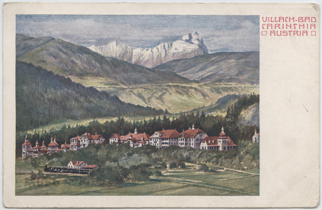 reprodukcja druk barw. akwareli J. Lohr "Villach-Bad"