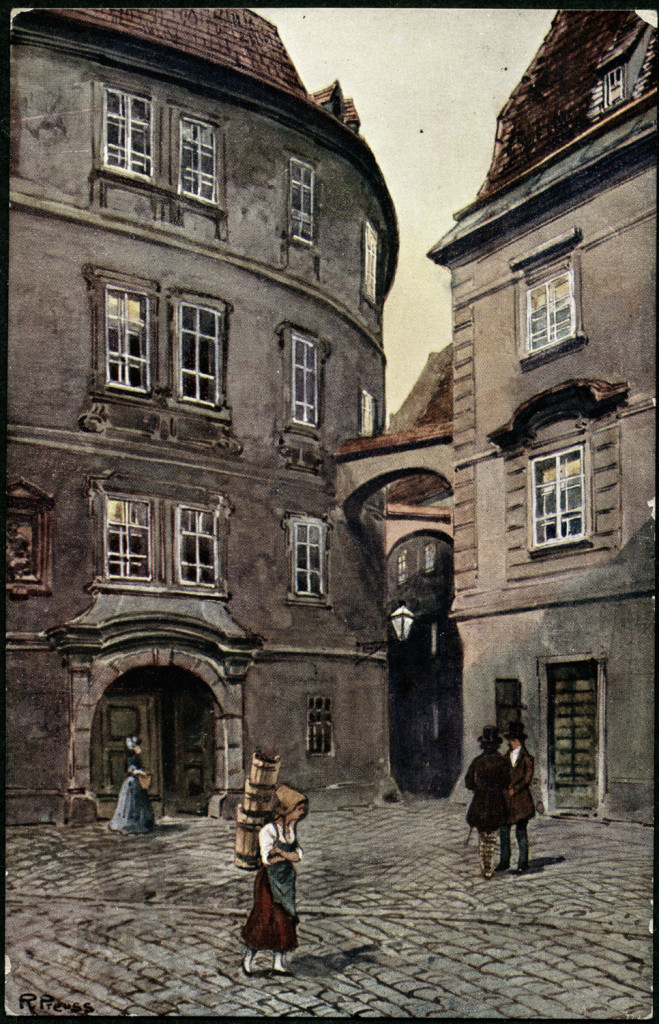 repr. rysunku Rudolf Preuss zaułek miasta Griechengasse