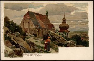 repr. akwareli, Mödling got.  kościół na wzgórzu