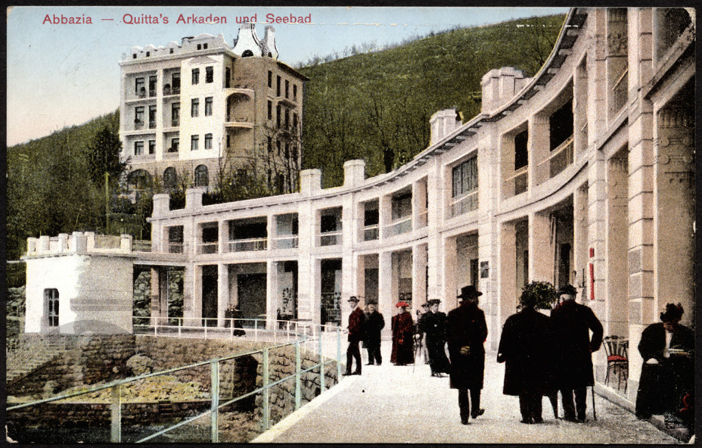 Abbazia  ob. Opatija,  promenada  galeria Quitta,  kąpielisko morskie