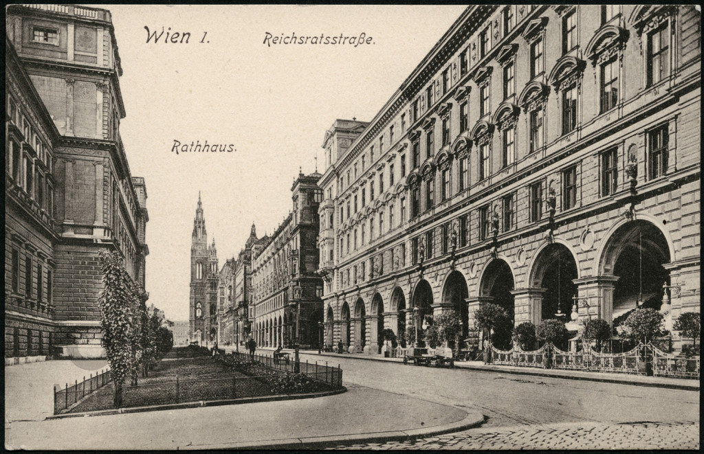 Wiedeń ratusz  widok ulicy