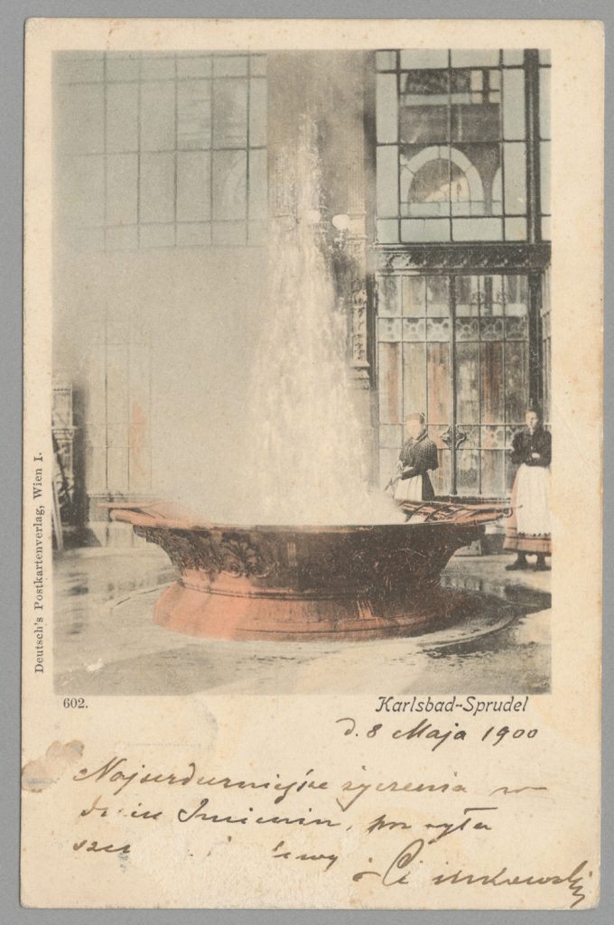 Karlsbad ( Karlowe Wary ) wnętrze bud. sanatoryjnych - gorące źródło