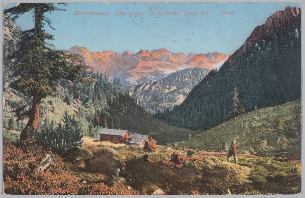 Alpy , Tyrol , pastwisko i szałas, dolina