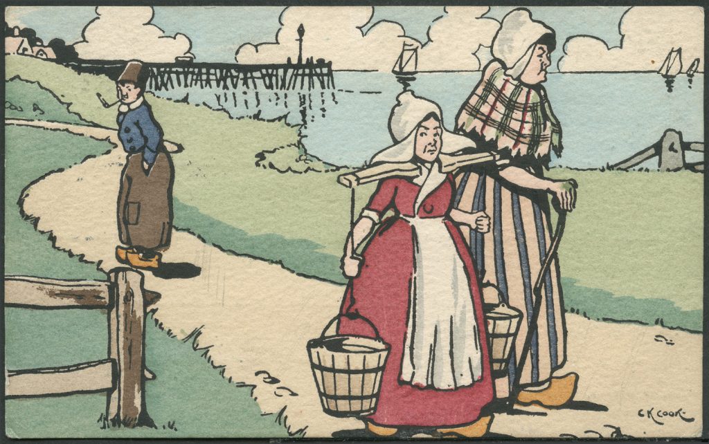 Reprodukcja rysunku, scena rodzajowa znad morza