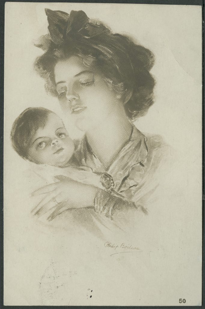 Reprodukcja rysunku Philipa Boileau, kobieta z dzieckiem