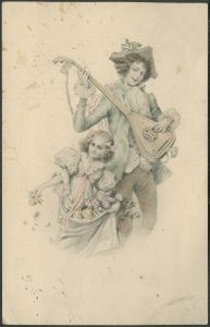 Reprodukcja rysunku, młodzieniec i dziewczynka