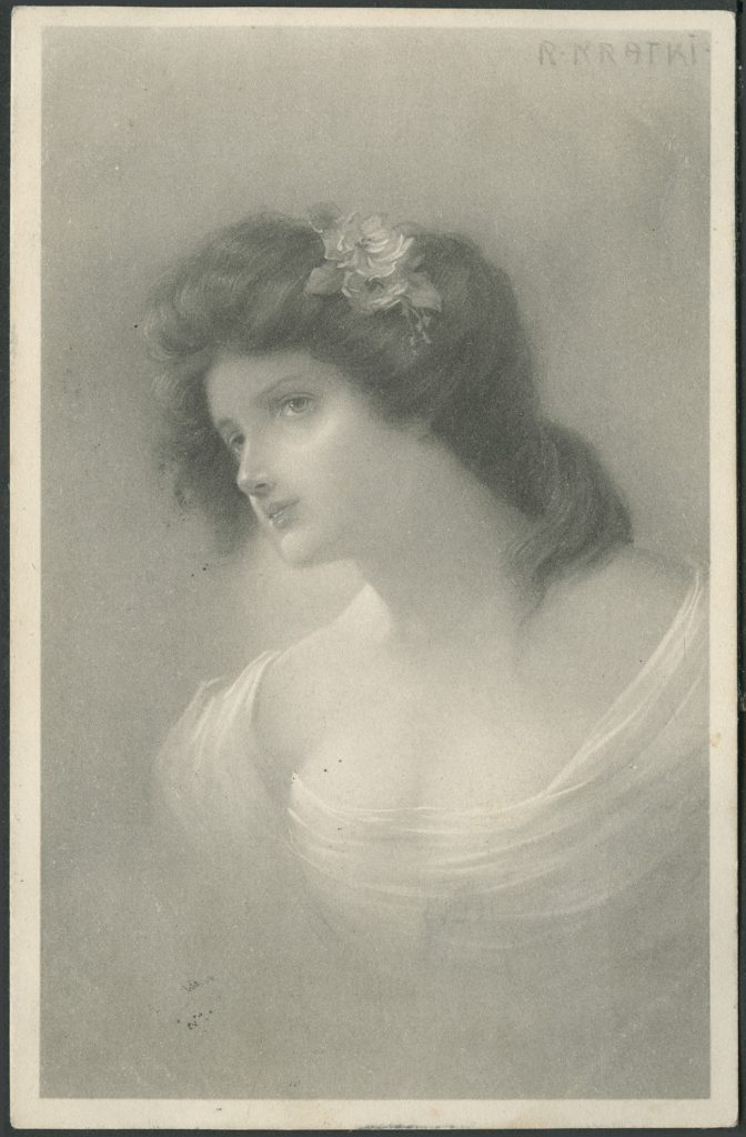 Reprodukcja rysunku. R. Kratki, młoda kobieta