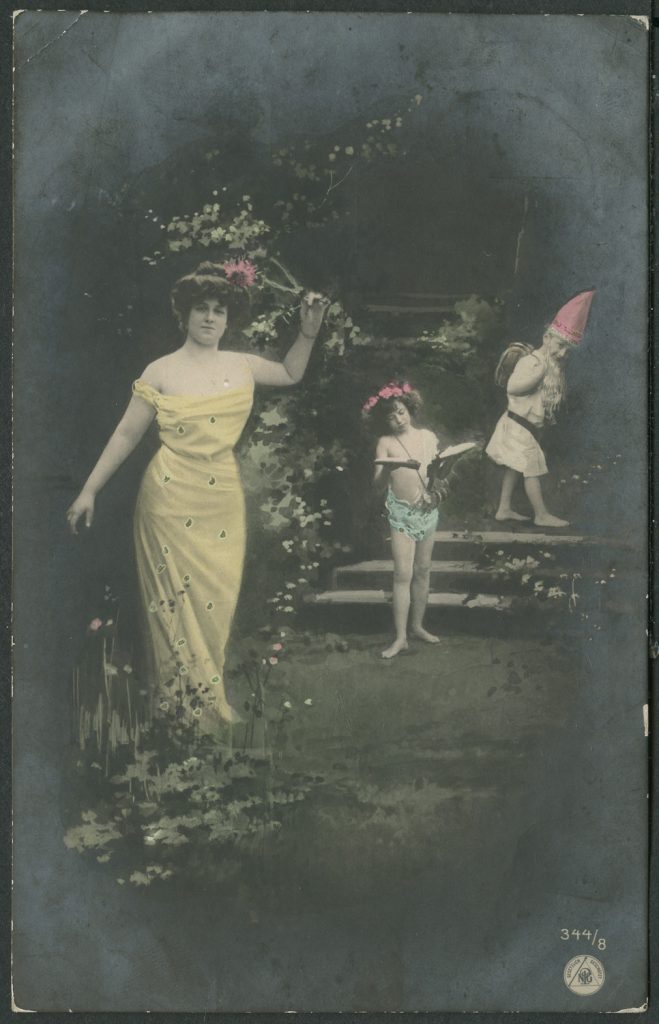 Scena rodzajowa, kobieta i dwoje dzieci