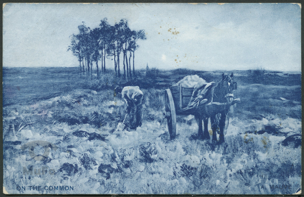 reprodukcja malarstwa Anton Mauve "On the common", mężczyzna kopiący ziemię