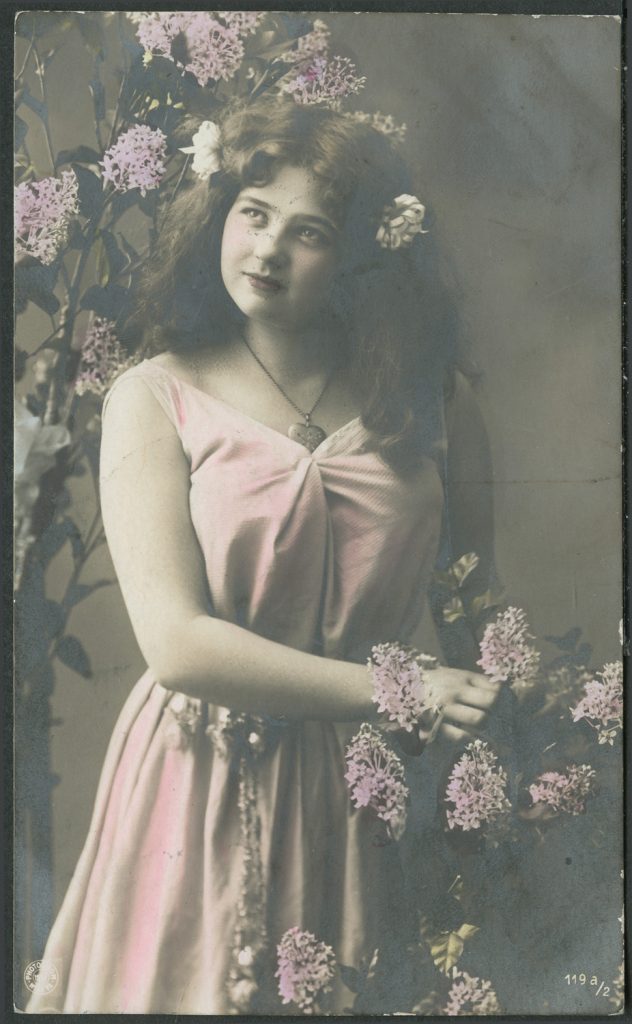 Dziewczyna z kwiatami bzu, portret