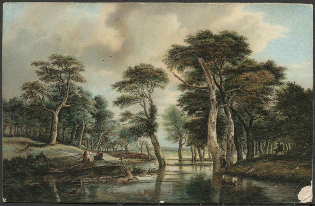 Reprodukcja malarstwa, Jacob van Ruisdael, polowanie na jelenia