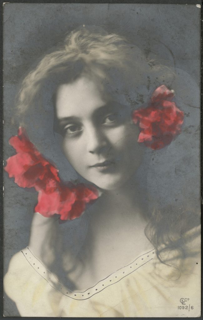 Kobieta z kwiatami we włosach, portret