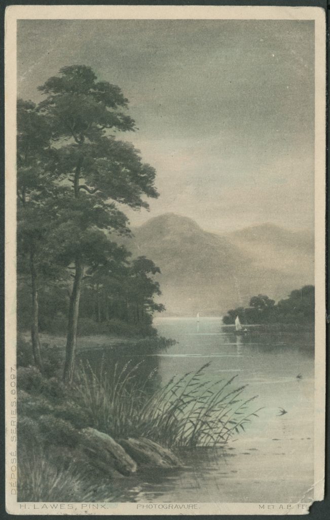 Reprodukcja malarstwa, H. Laves, widok jeziora
