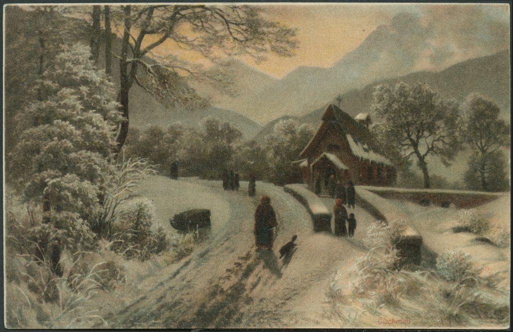 Reprodukcja malarstwa, widok zimowy