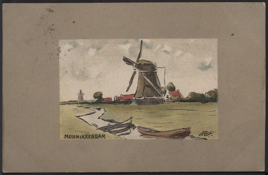 Reprodukcja rysunku, widok z wiatrakiem