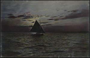 Łódź żaglowa na morzu, pejzaż