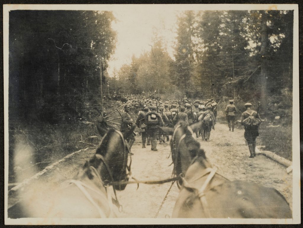 Przemarsz oddziału przez las