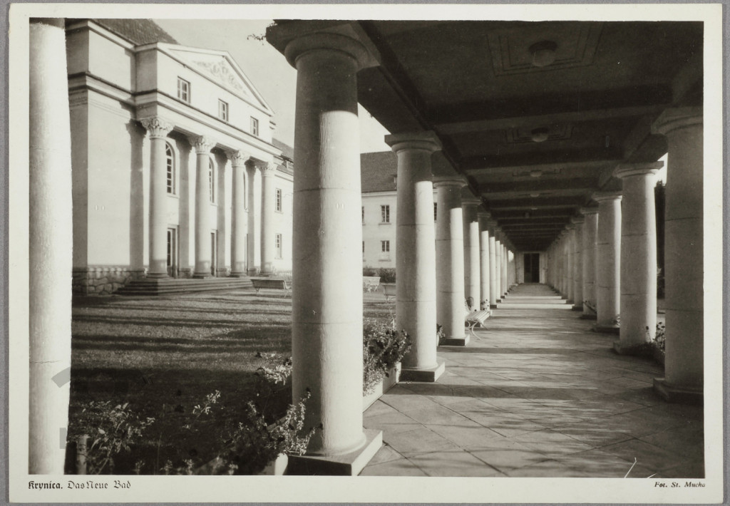 widok, Krynica, budynek z portykiem kolumnowym