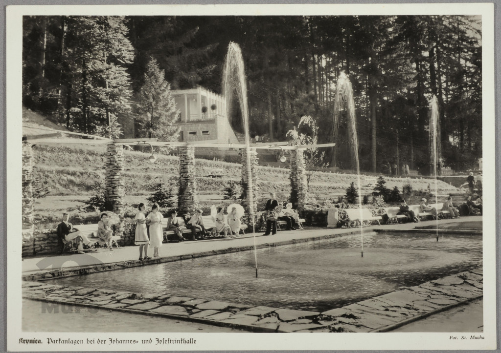 widok, Krynica, żródło, fontanna