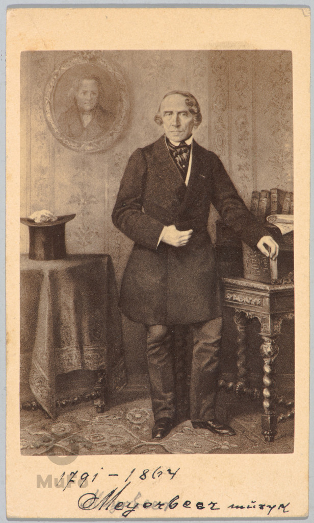 Giacomo Meyerbeer, portr. we wnętrzu, reprodukcja fot. obrazu ol. lub grafiki