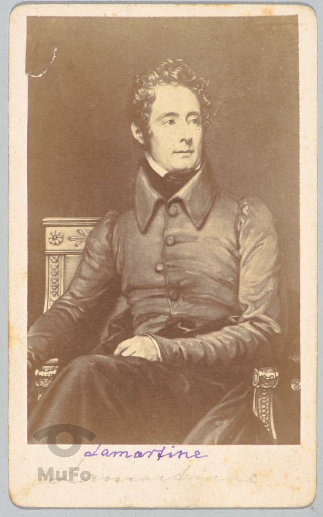 A. de Lamartine, portr., reprodukcja fot. fragmentu mal. (obraz olejny, autor: Descaines 1839)