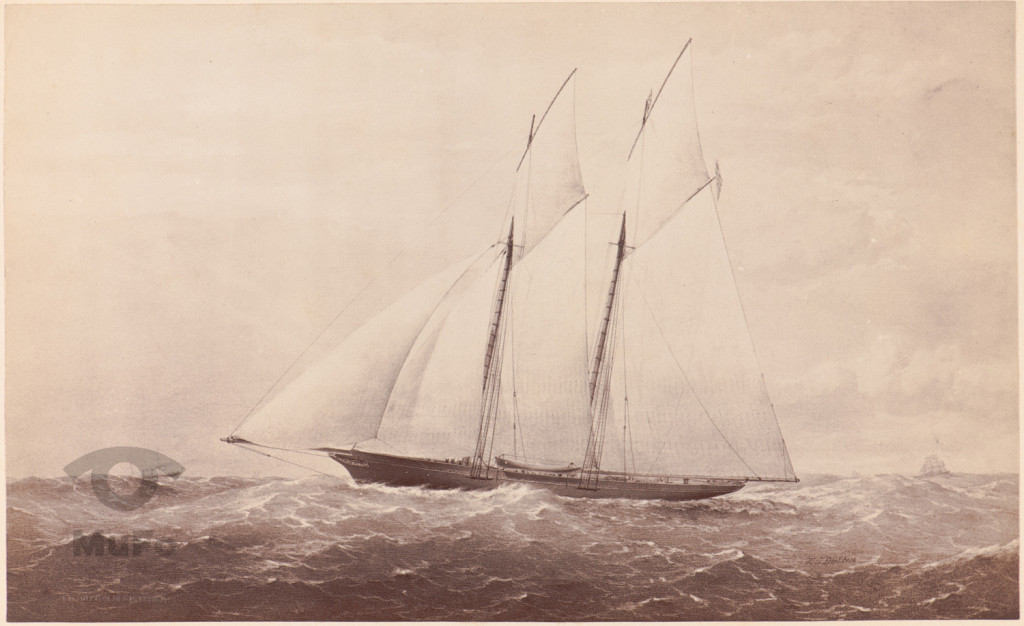 Fotografia litografii Thomasa
Goldsworthy’ego Duttona
(c. 1819–1891) przedstawiająca
jacht America