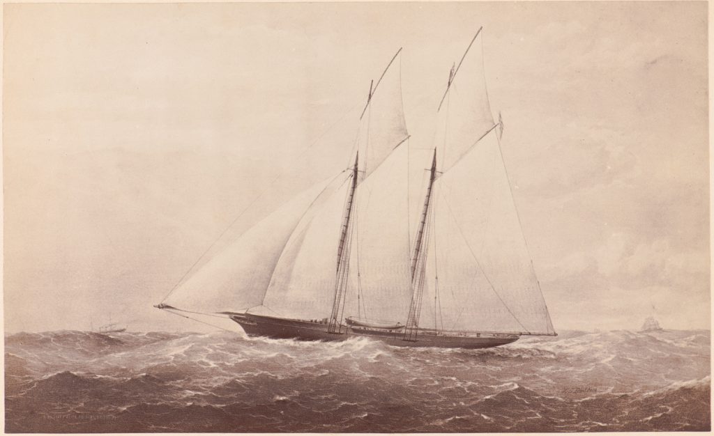 Fotografia litografii Thomasa
Goldsworthy’ego Duttona
(c. 1819–1891) przedstawiająca
jacht America