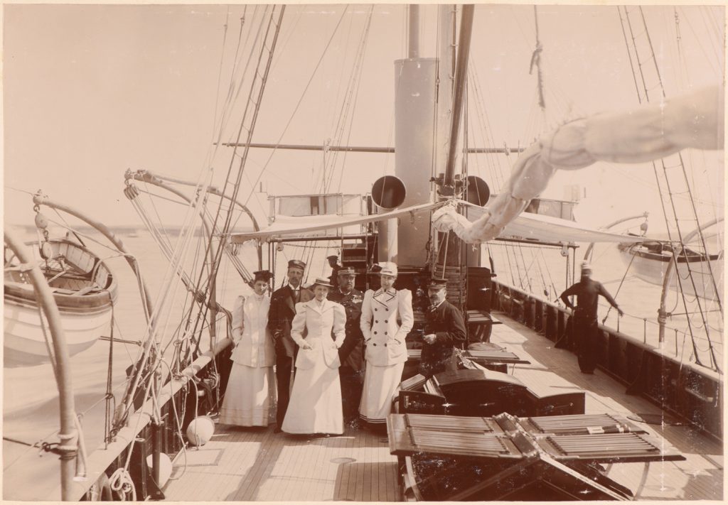 Maria Teresa i Karol StefanHabsburg, Klotylda Luiza Koburg, jacht "Christa"