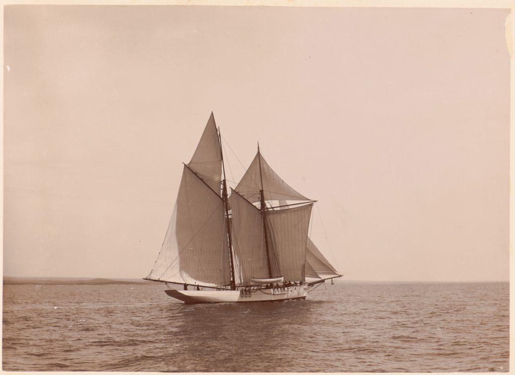 Senj płynie pod pełnymi żaglami
przy lekkim wietrze.