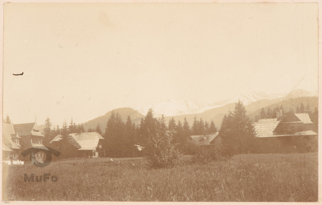 Fragment Zakopanego z panoramą Tatr