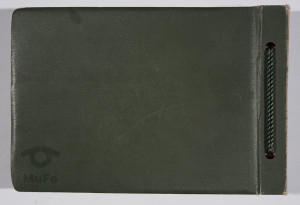album, 82 fot. poz., prace w gospodarstwie rolnym, geodezyjne, budowa promu,  portrety pracowników, l. 30. XX w.