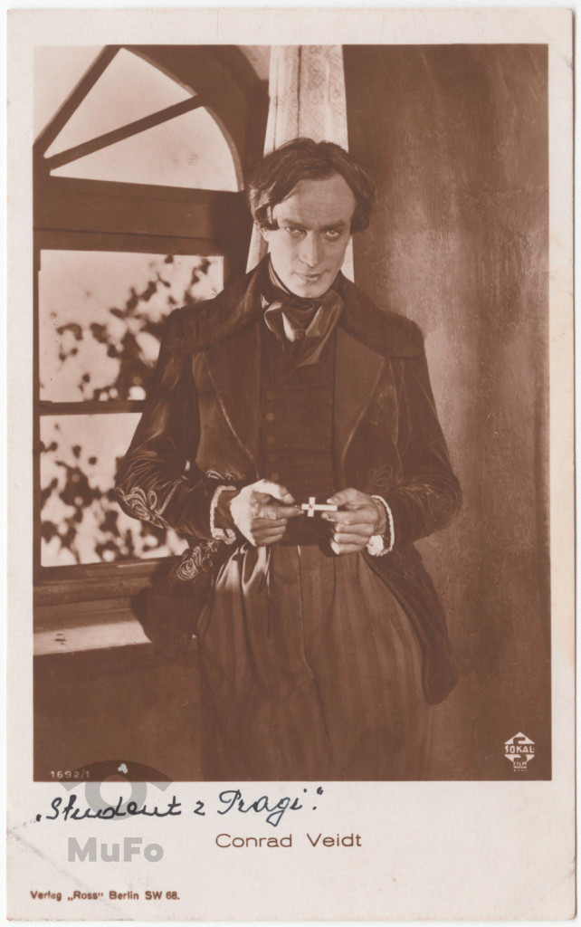 aktor Conrad Veidt , scena z filmu "Student z Pragi"
