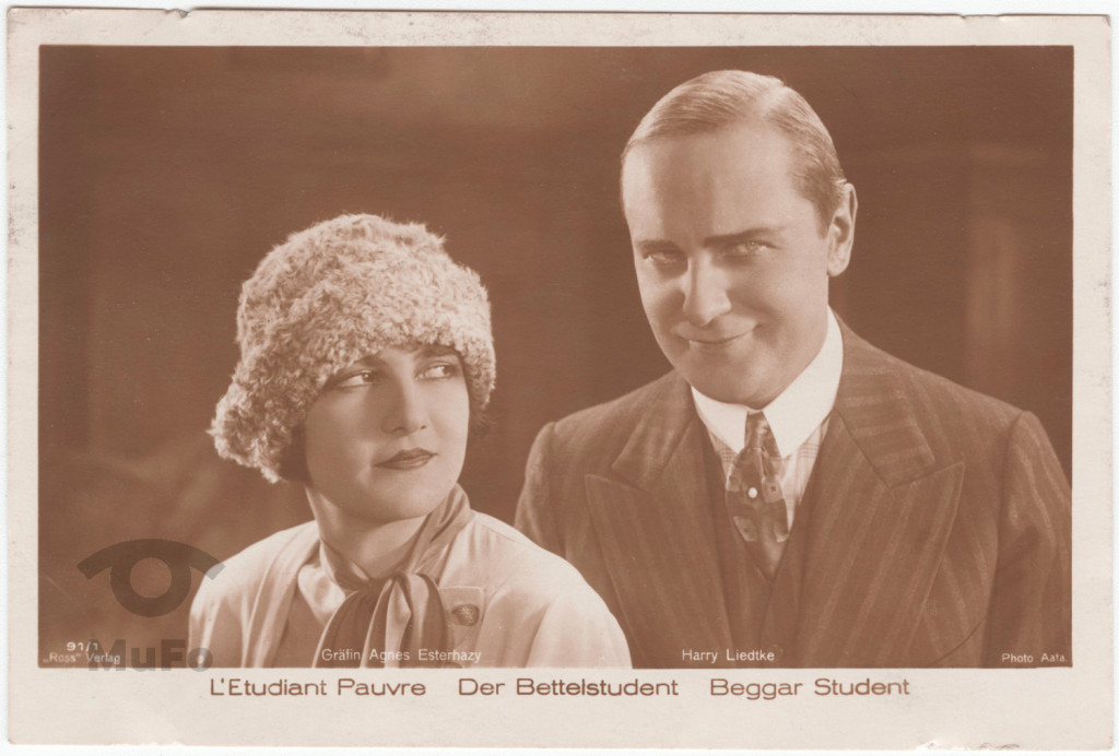 aktorzy A. Esterhazy i H. Liedtke portret w kostiumach z filmu "Ubogi student" (1927)