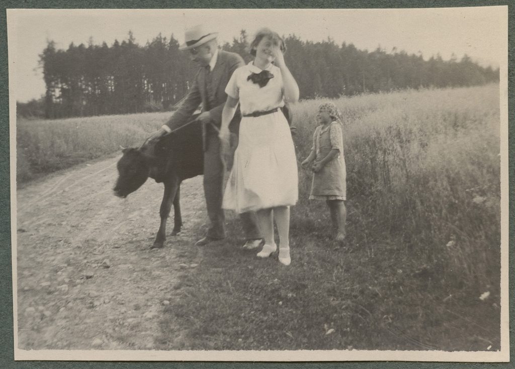 Scena rodzajowa z cielęciem, fotografia grupowa
